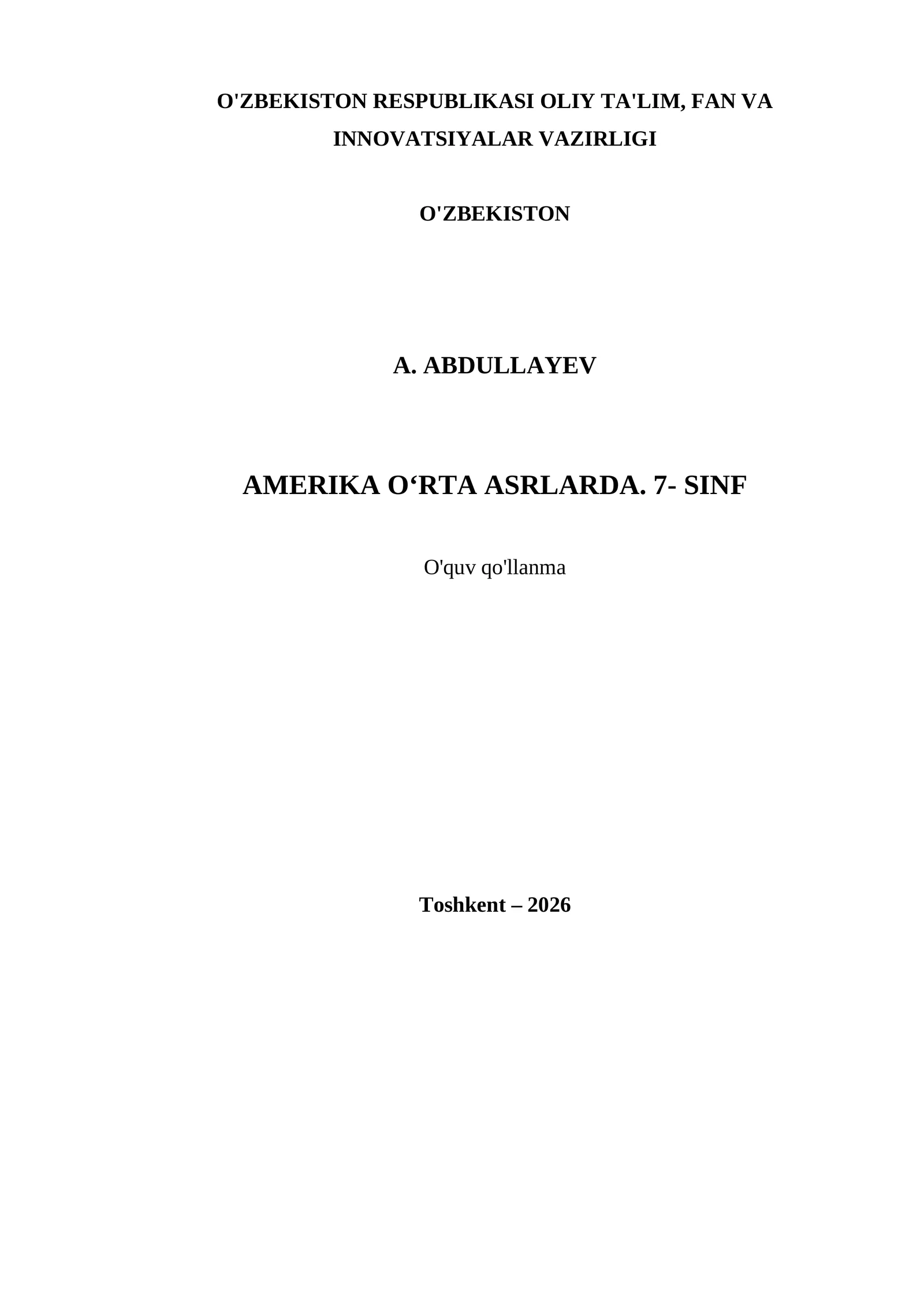AMERIKA O‘RTA ASRLARDA. 7- SINF 1