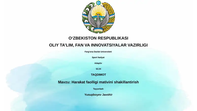 Jismoniy faollik motivatsiyasi 1