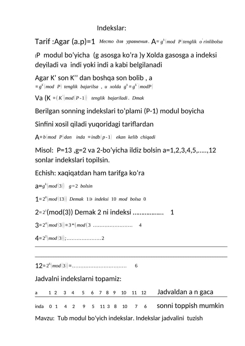 Indekslar 1