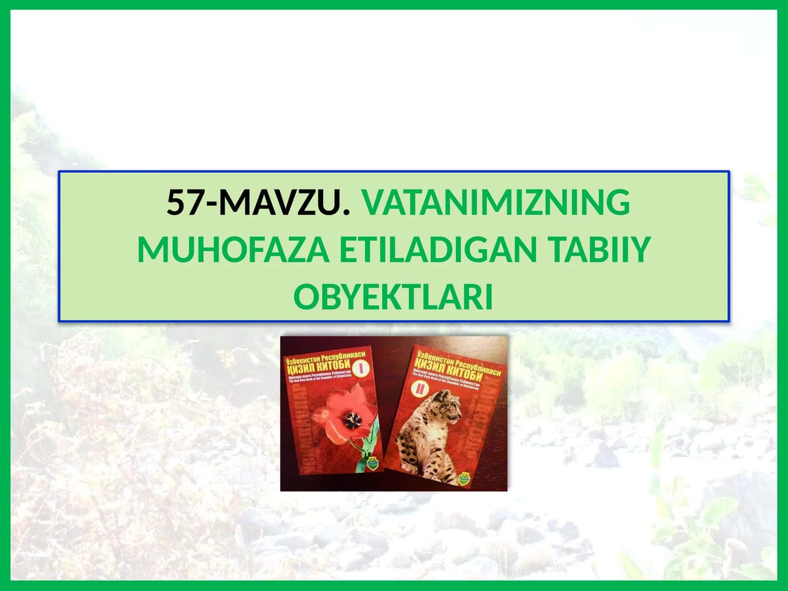 VATANIMIZNING MUHOFAZA ETILADIGAN TABIIY OBYEKTLARI 1