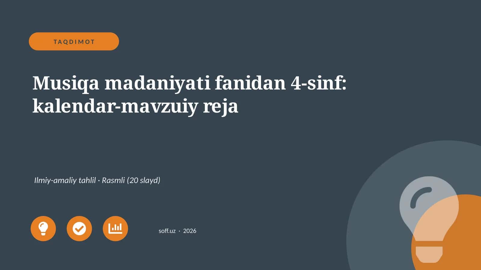 Musiqa madaniyati fanidan 4-sinf: kalendar-mavzuiy reja 1