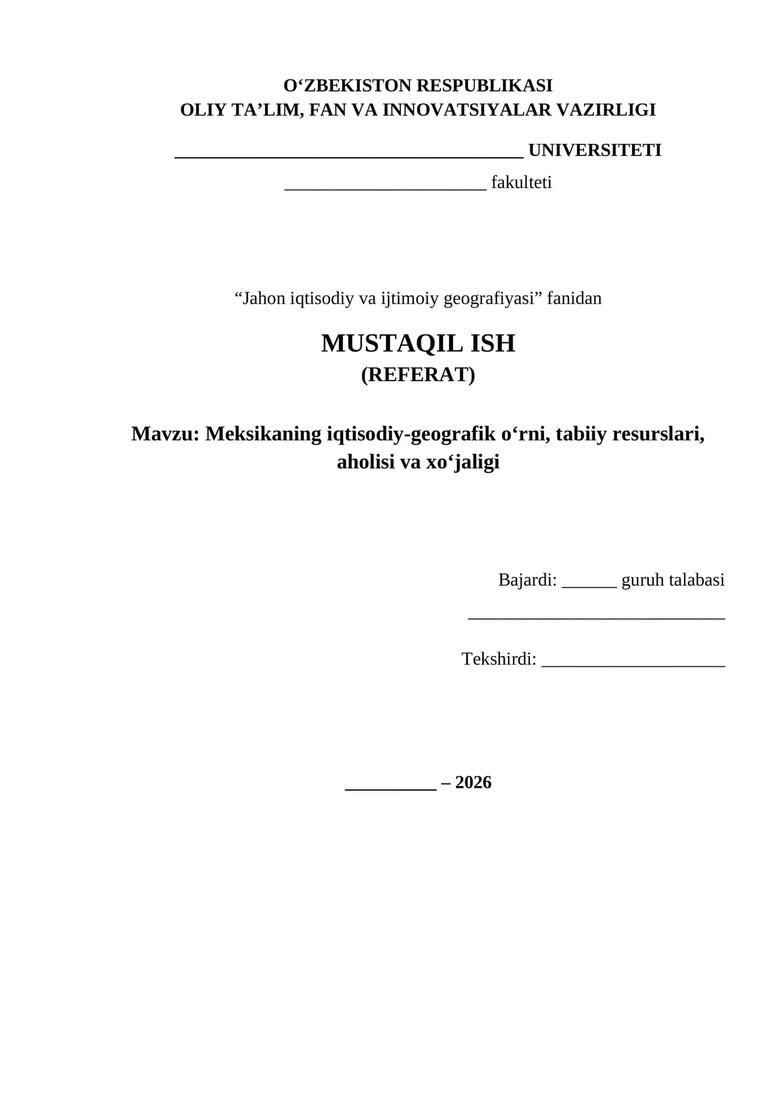 meksikaning iqtisodiy geografik tavsifi 1