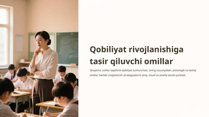 Qobiliyat rivojlanishiga tasir qiluvchi omillar 1