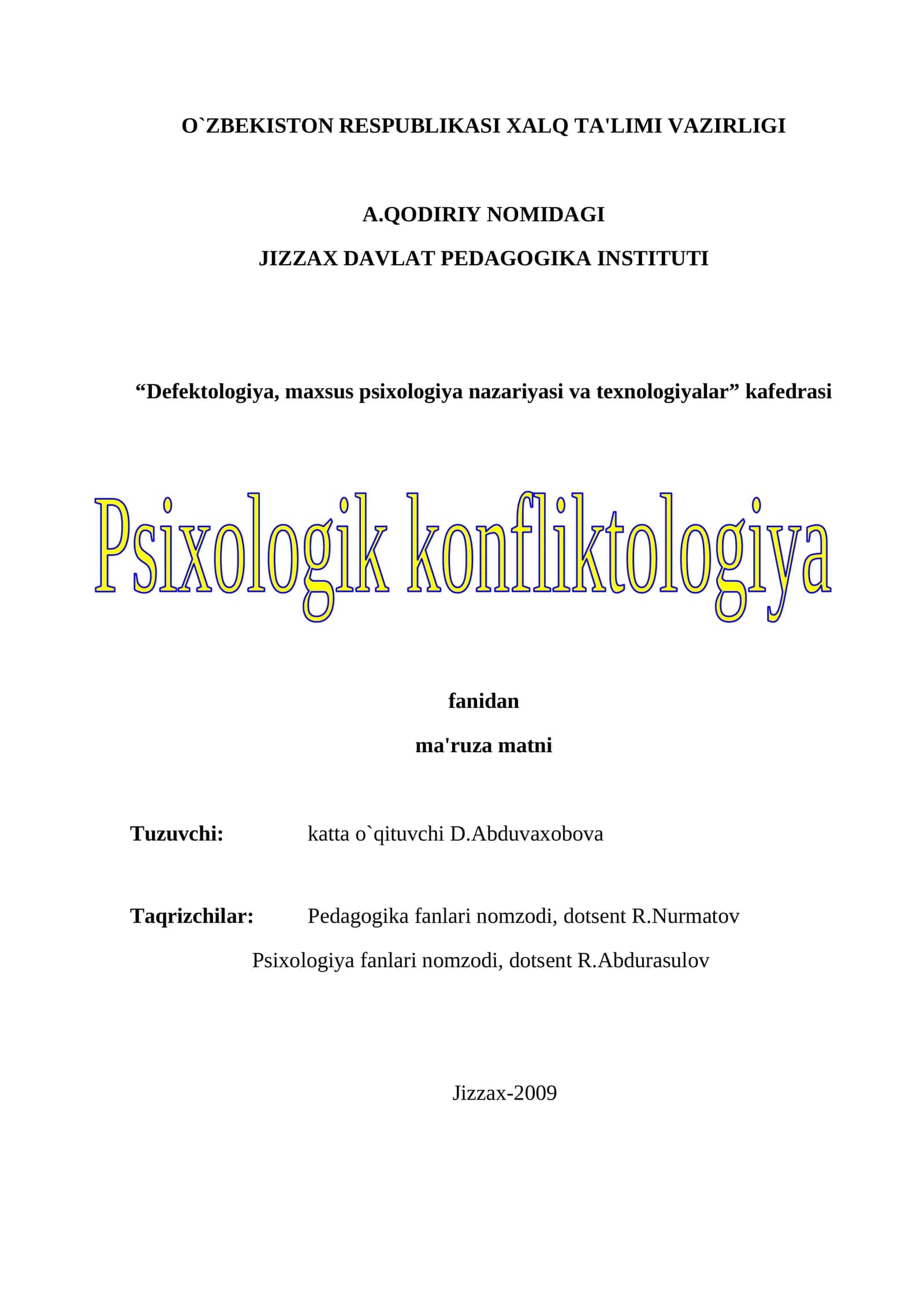 Defektologiya, maxsus psixologiya nazariyasi va texnologiyalar 1