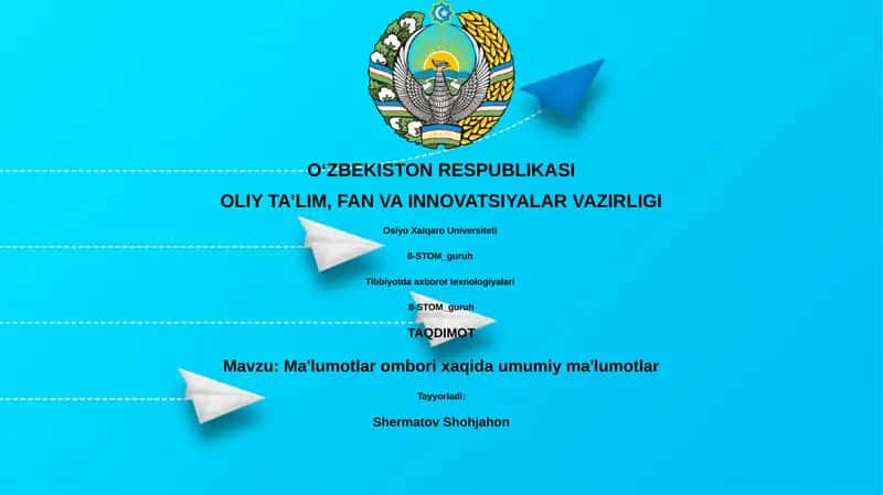 Ma'lumotlar bazasi - bu 1960-yillardan beri rivojlanib kelayotgan, ma'lumotlarni tartibli saqlash va ularga samarali kirishni ta'minlash maqsadida yaratilgan elektron tizim. 1
