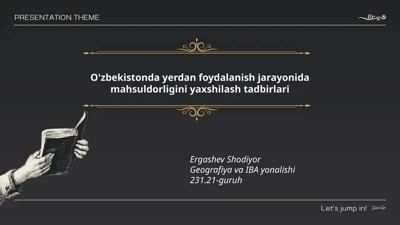 Yerdan foydalanish jarayonida mahsuldorligini yaxshilash tadbirlari 1