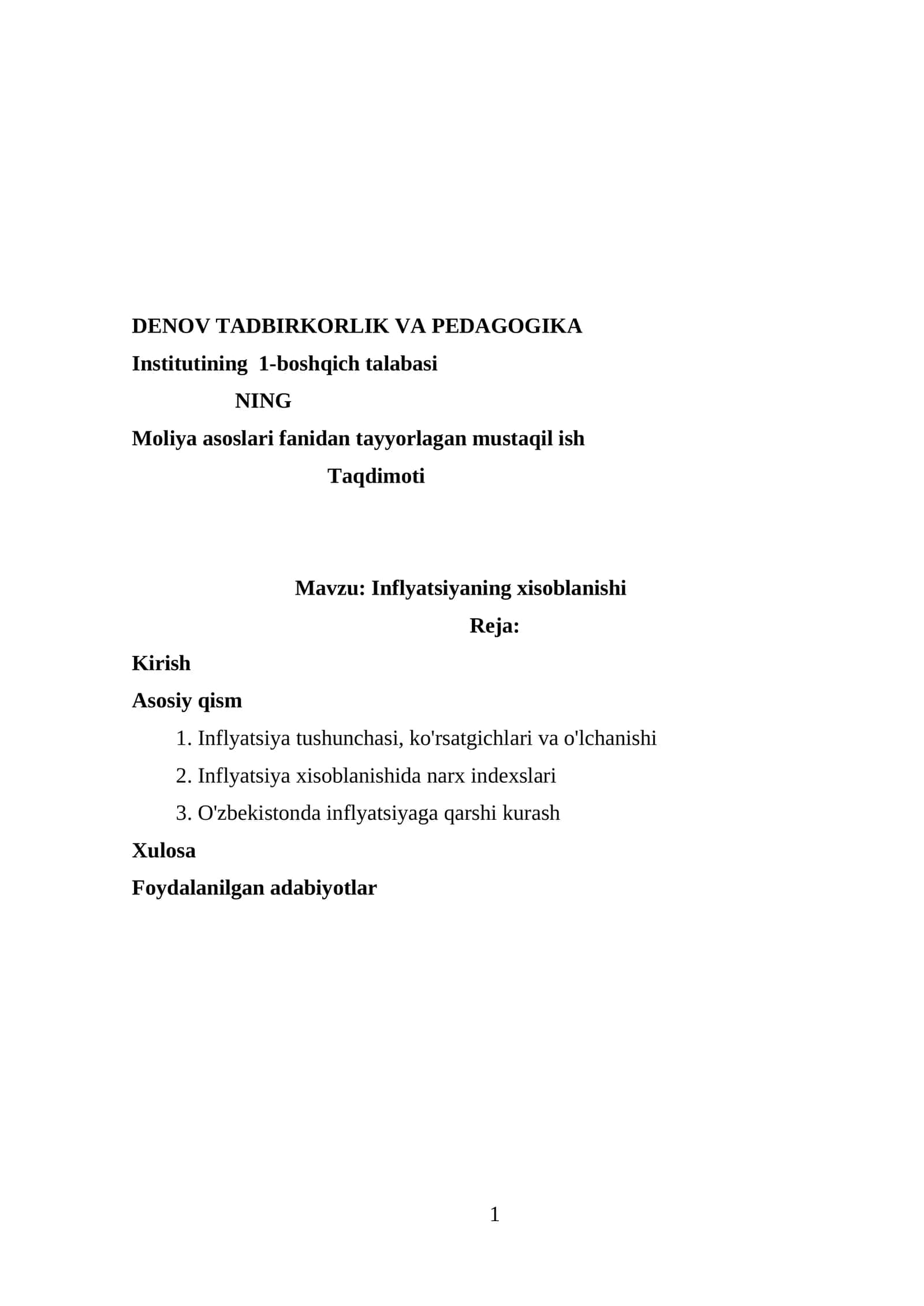 Inflyatsiyaning xisoblanishi 1