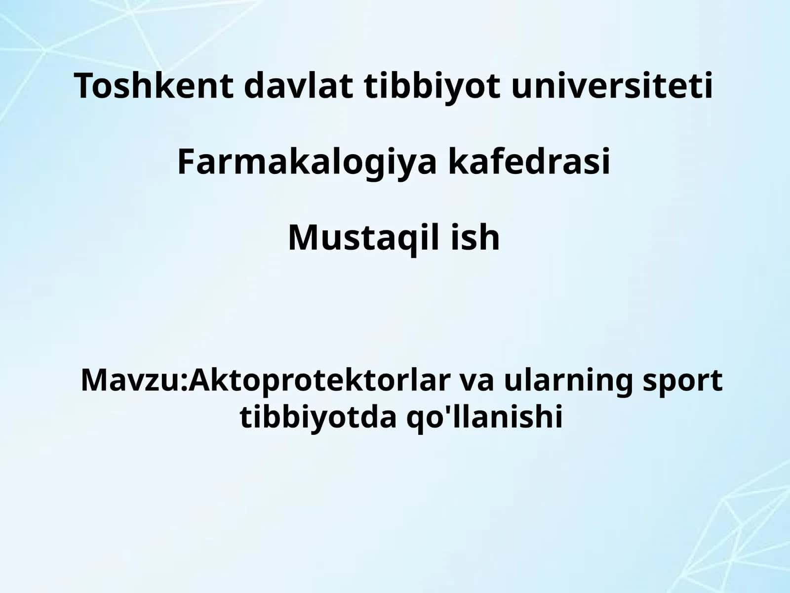 Aktoprotektorlar va ularning sport tibbiyotda qo'llanishi 1