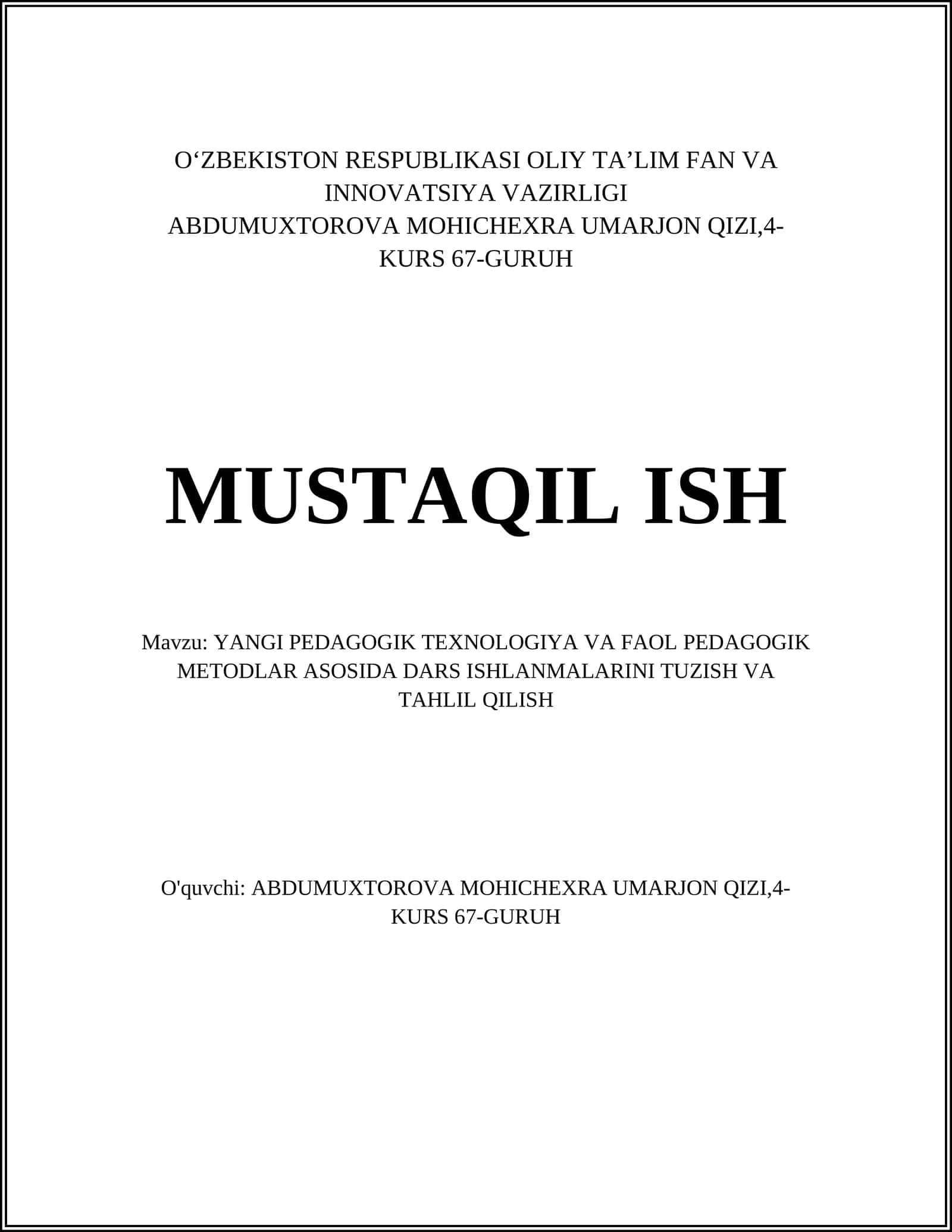 Yangi pedagogik texnologiyalar 1