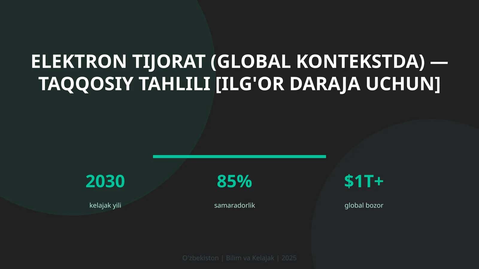 Elektron tijorat (global kontekstda) — taqqosiy tahlili [ilg'or daraja uchun] 1