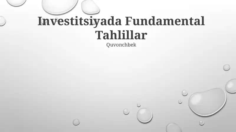 Investitsiyada Fundamental Tahlillar 1