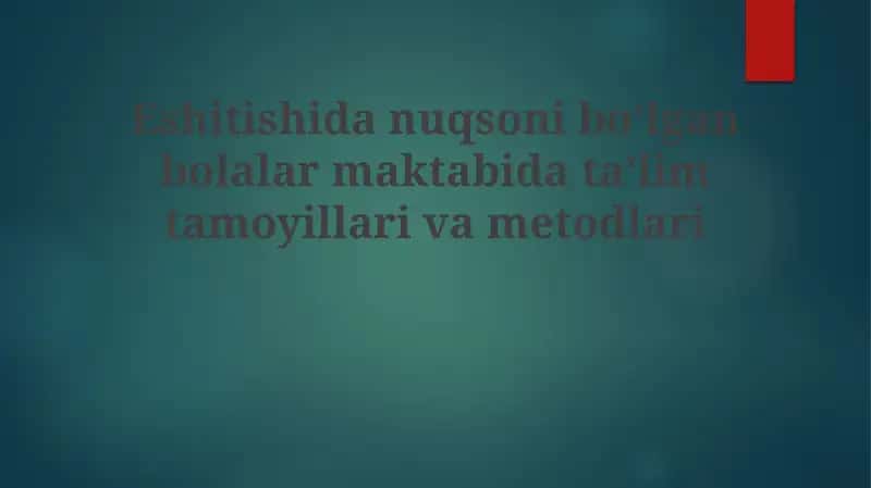 Ta'lim falsafasi va asosiy tamoyillari 1