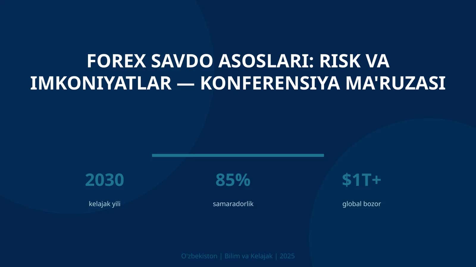 Forex savdo asoslari: risk va imkoniyatlar — konferensiya ma'ruzasi 1
