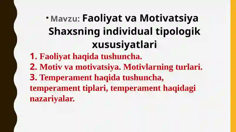 Faoliyat va Motivatsiya