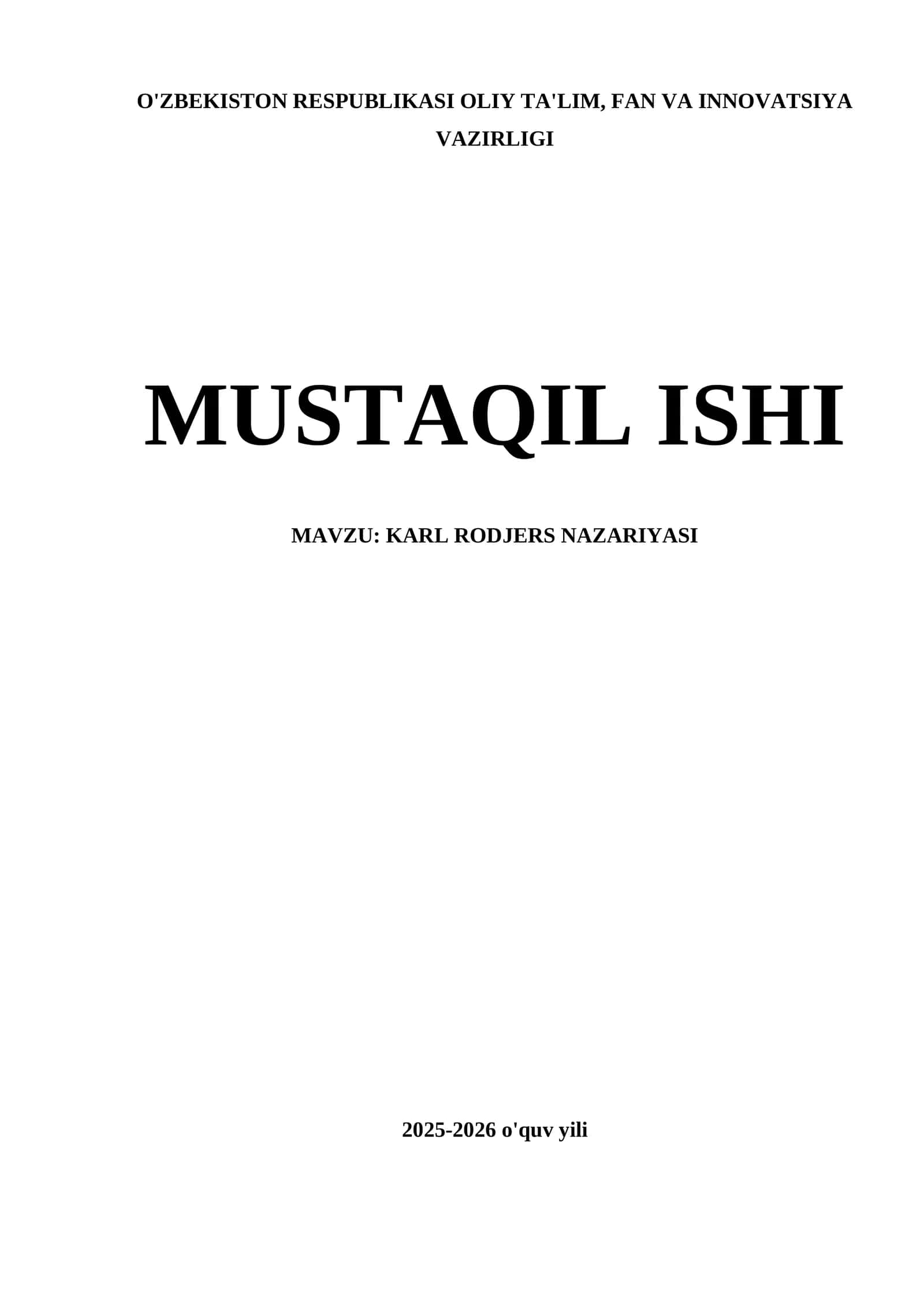 KARL RODJERS NAZARIYASI mustaqil ish 1