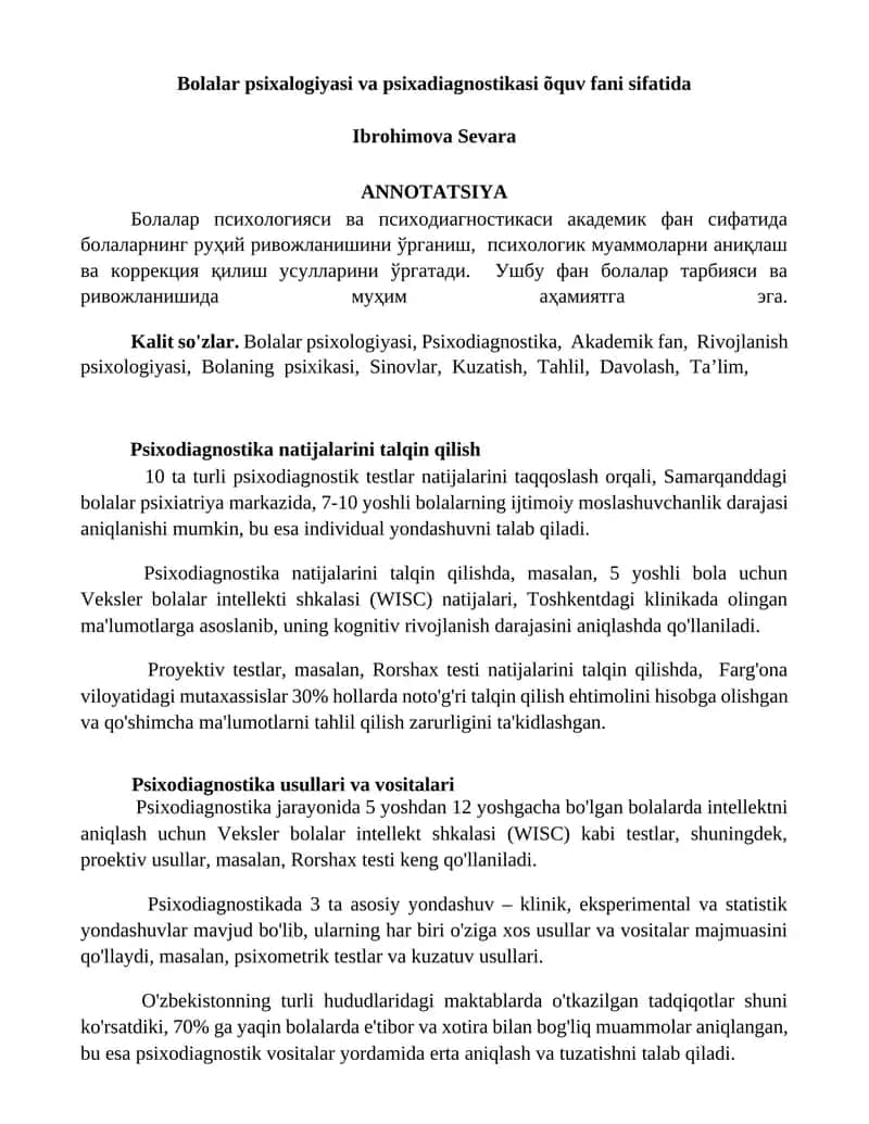 Болалар психологияси ва психодиагностикаси 1