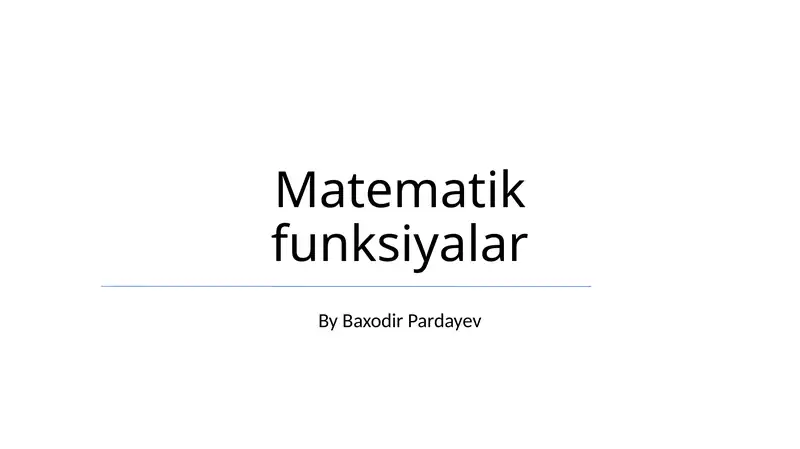 Matematik funksiyalar 1