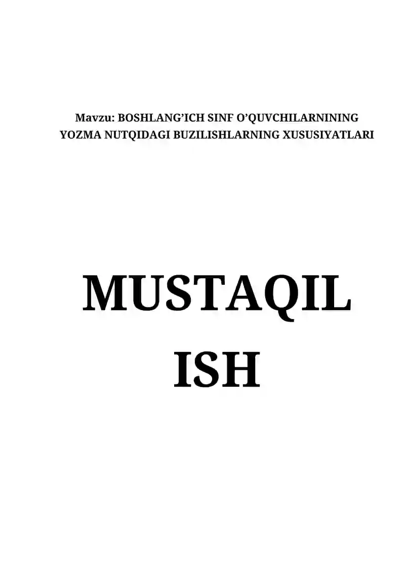 Nutq buzilishlarini tuzatish