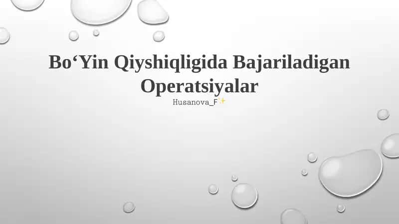 Bo'yin Qiyshiqligida Bajariladigan Operatsiyalar 1