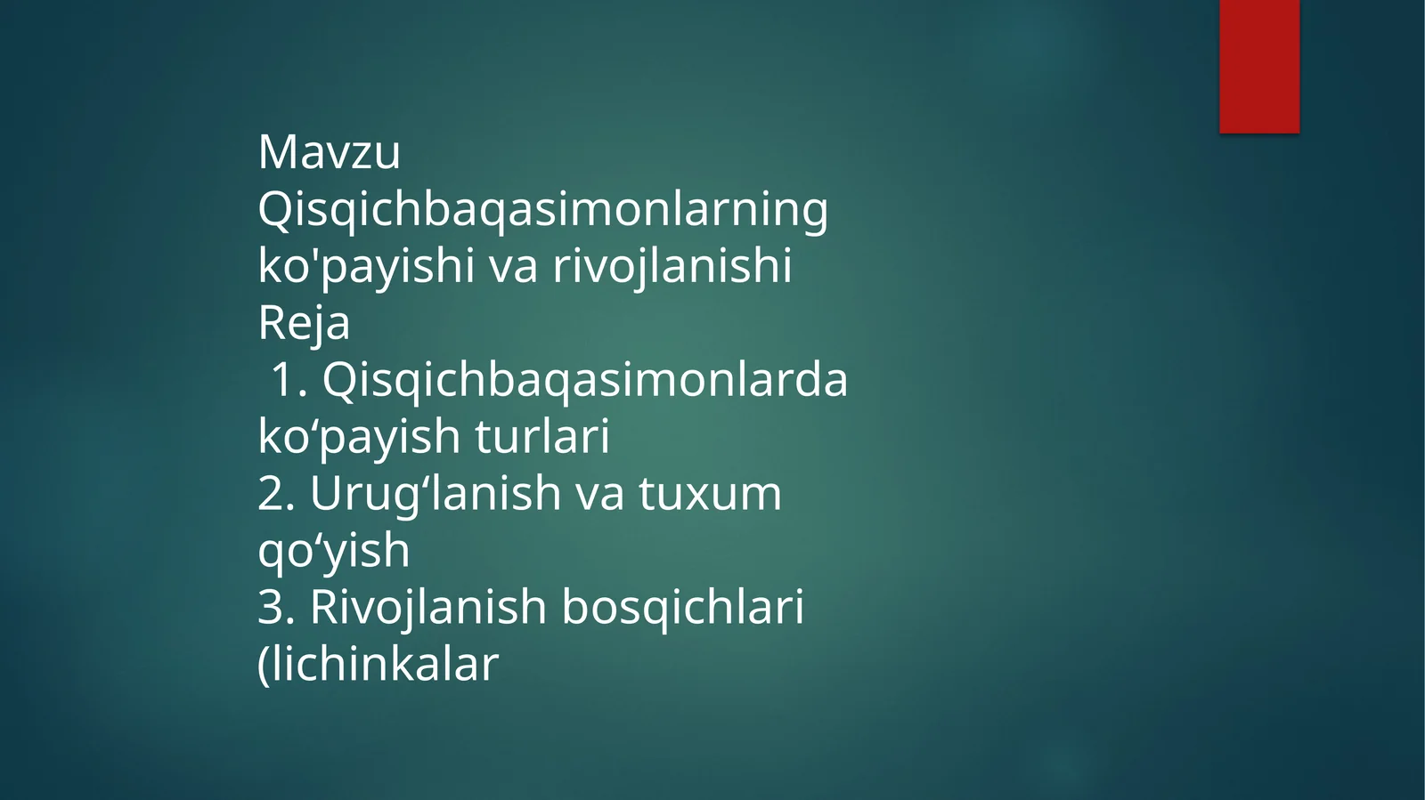 Qisqichbaqasimonlarning ko'payishi va rivojlanishi 1