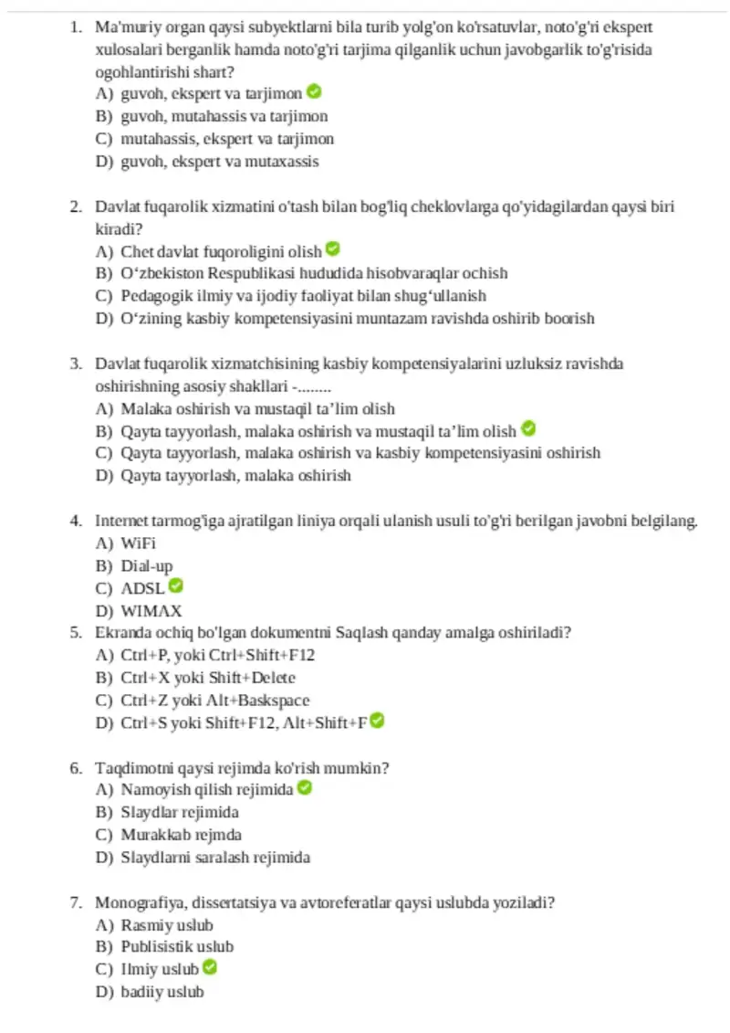 2025 yilgi argos IQ test javoblari 1