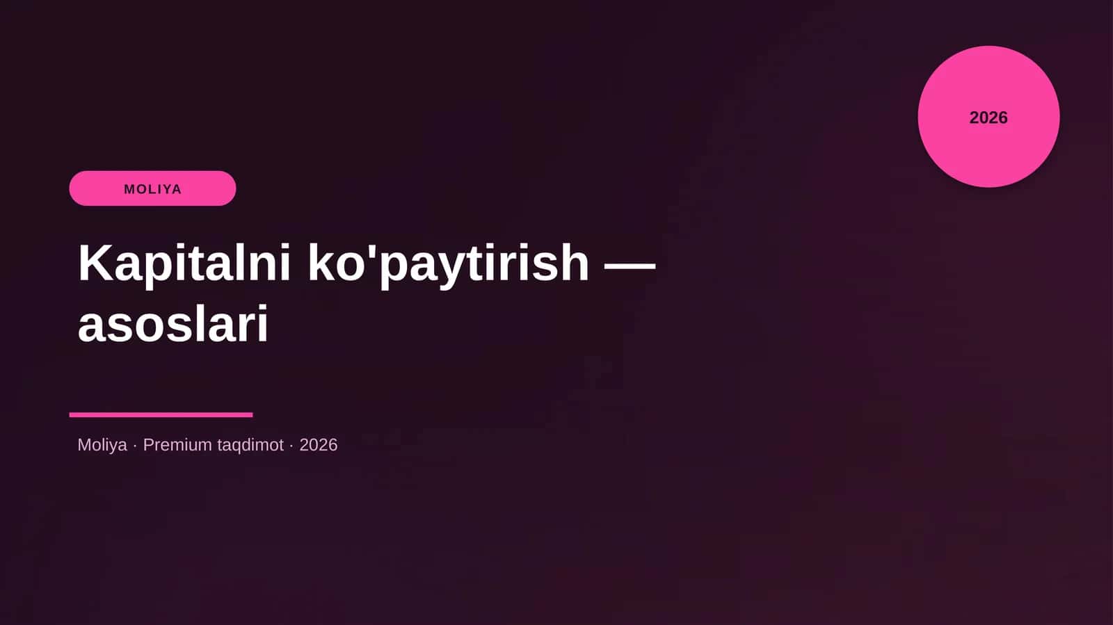 Kapitalni ko'paytirish — asoslari 1