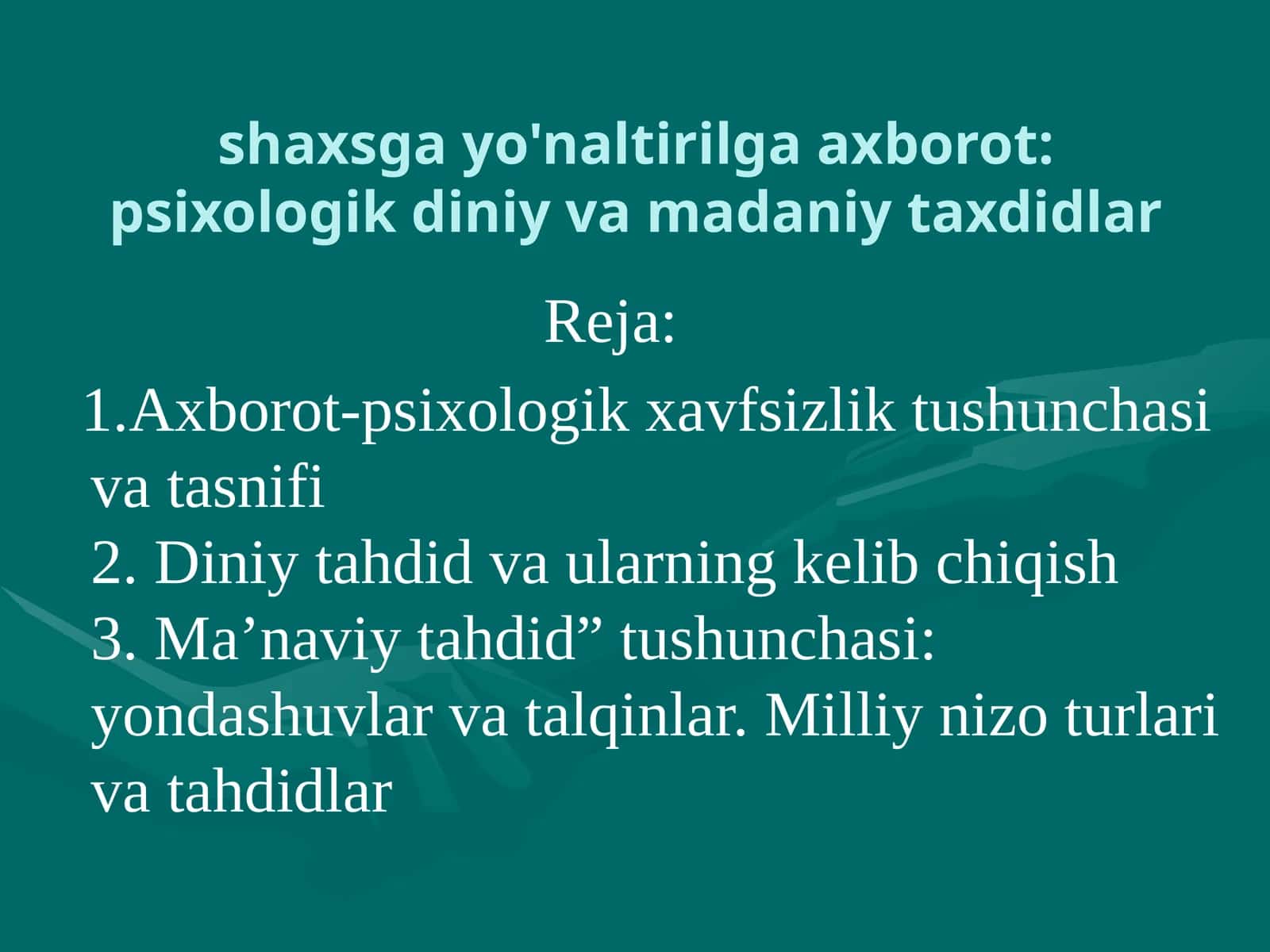 Axborot-psixologik xavfsizlik tushunchasi va tavsiflar 1
