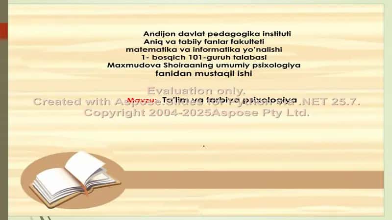 Maxmudova Shoiraaning umumiy psixologiya fanidan mustaqil ishi 1