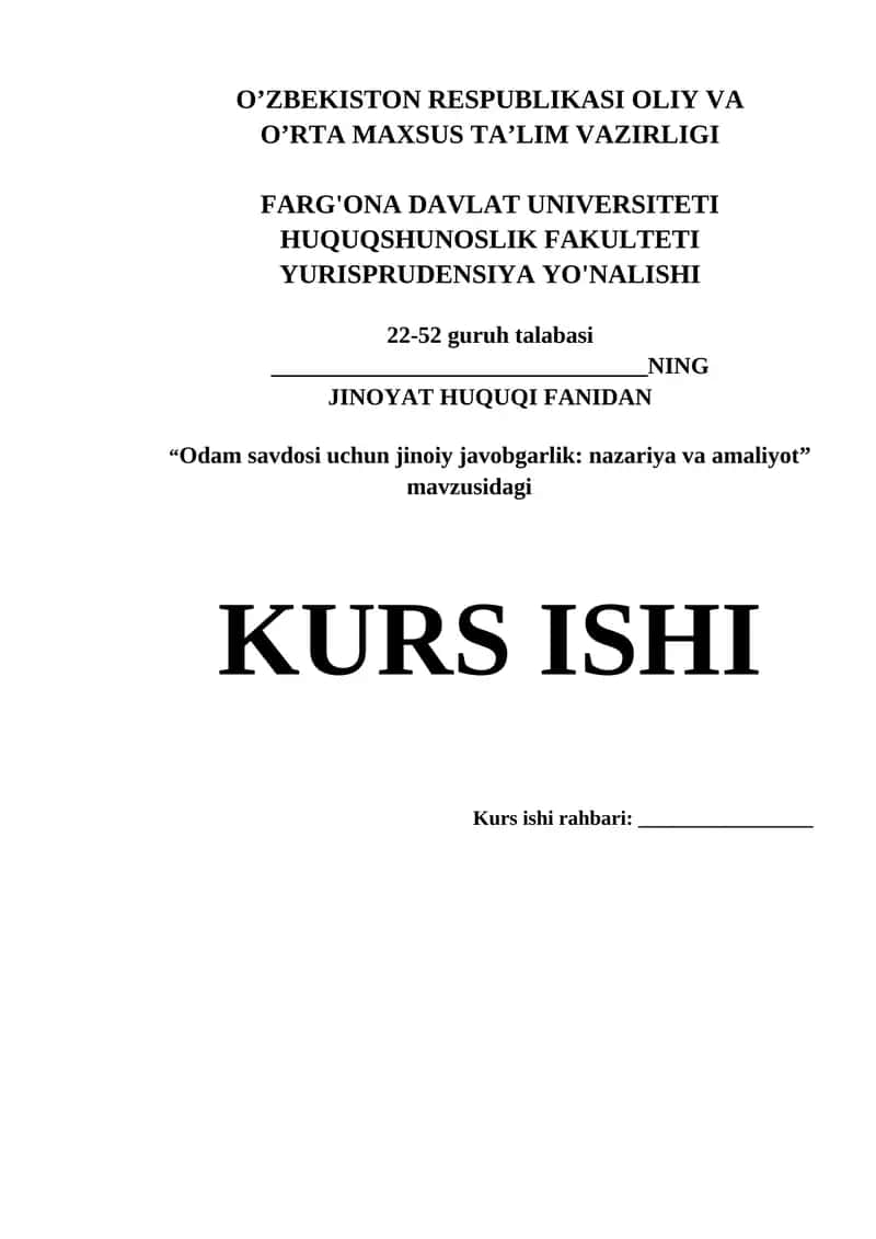 “Odam savdosi uchun jinoiy javobgarlik: nazariya va amaliyot” mavzusidagi 1