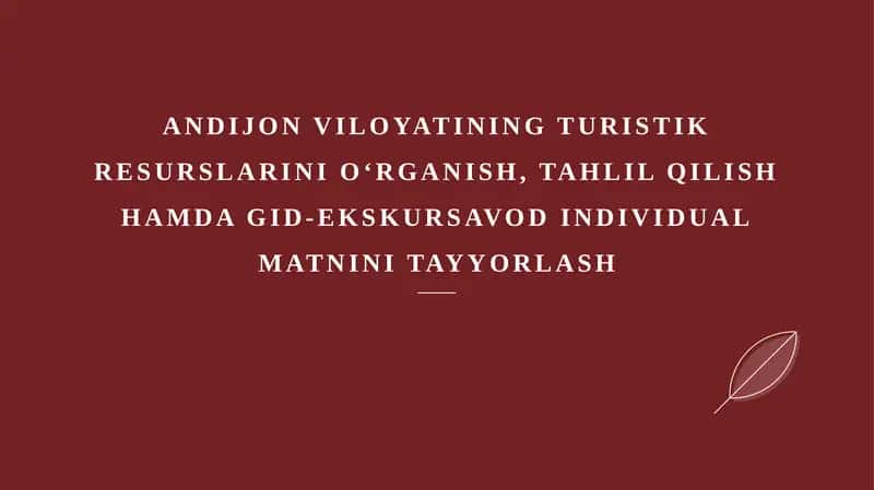 Tahlil qilish hamdagi ekskursiavad 1