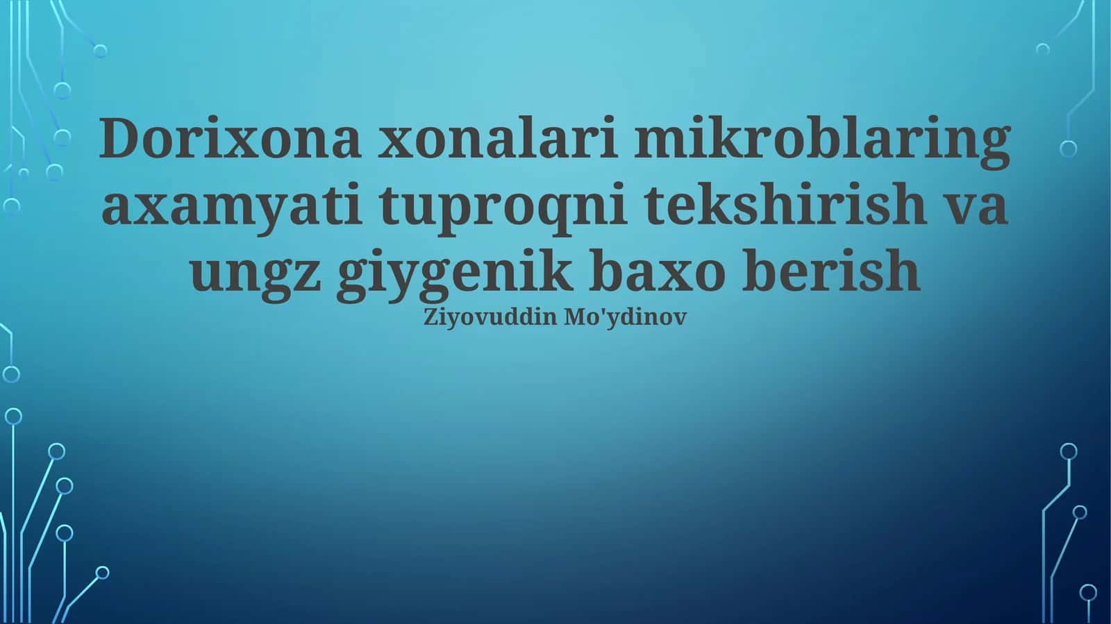 Dorixona xonalari mikroblaring axamyati tuproqni tekshirish va ungz giygenik baxo berish 1