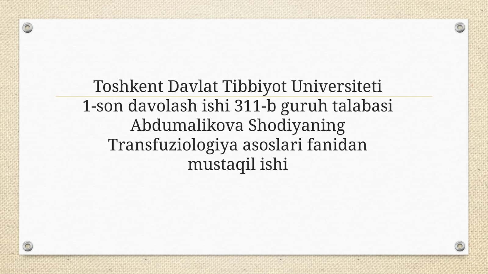 Transfuziologiya asoslari 1