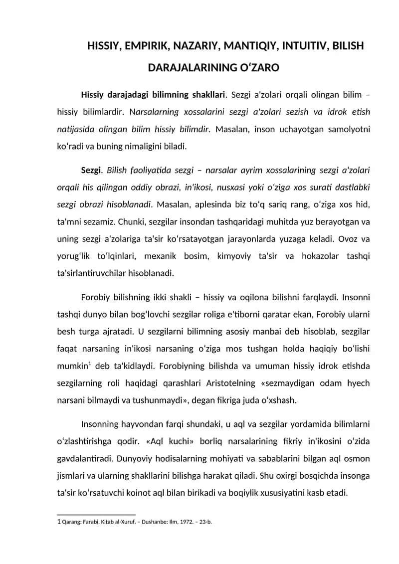 Hissiy, empiyrik va mantuqiy bilim 1