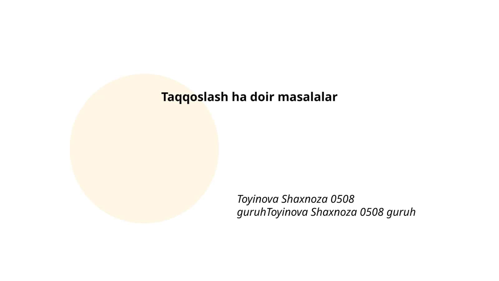 Taqqoslash ha doir masalalar 1