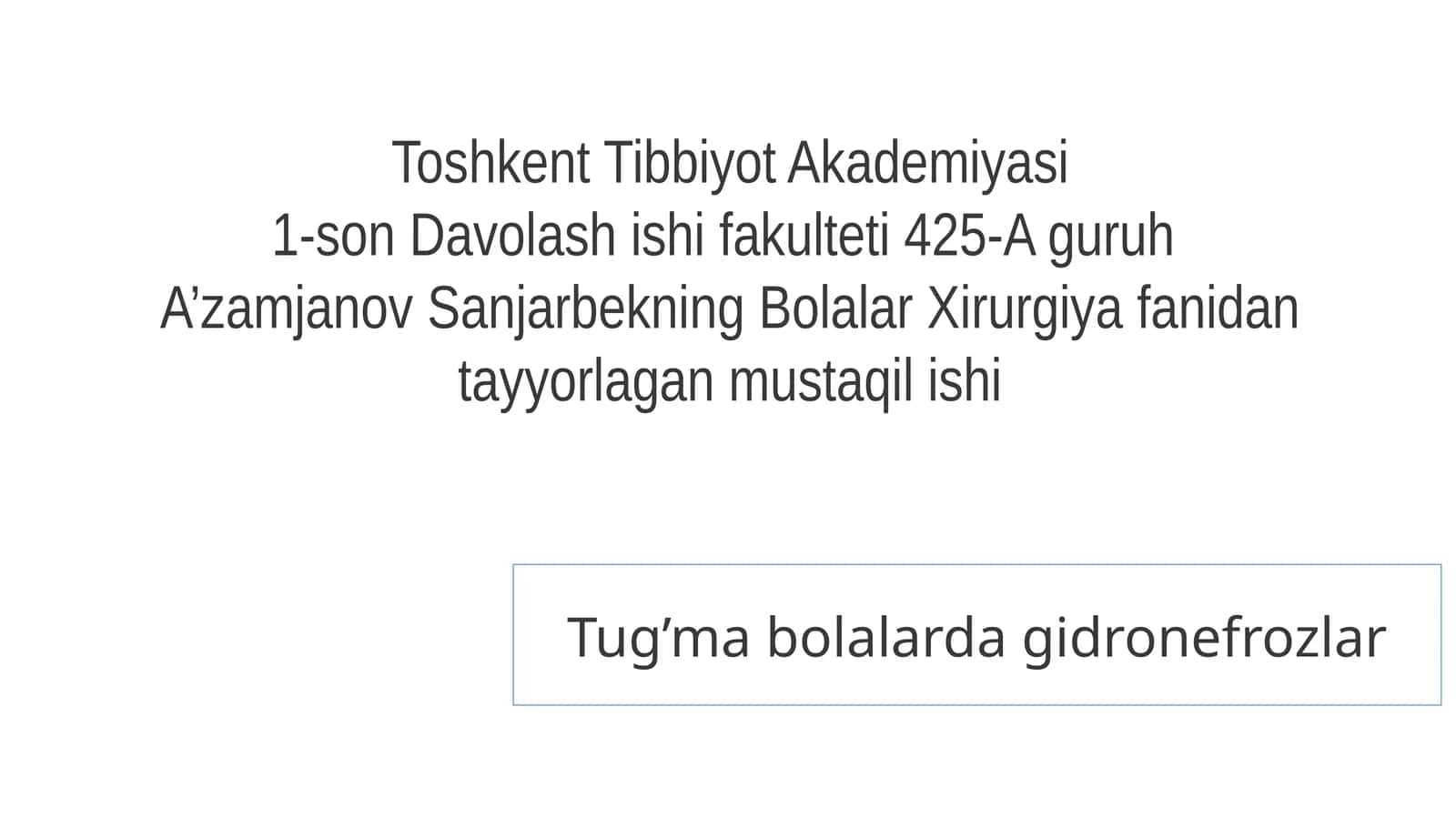 Tug’ma bolalarda gidronefrozlar 1