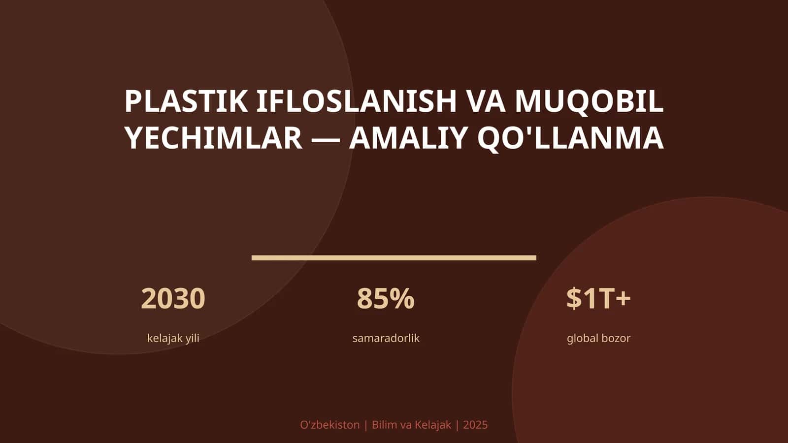 PLASTIK IFLOSLANISH VA MUQOBIL YECHIMLAR — AMALIY QO'LLANMA 1