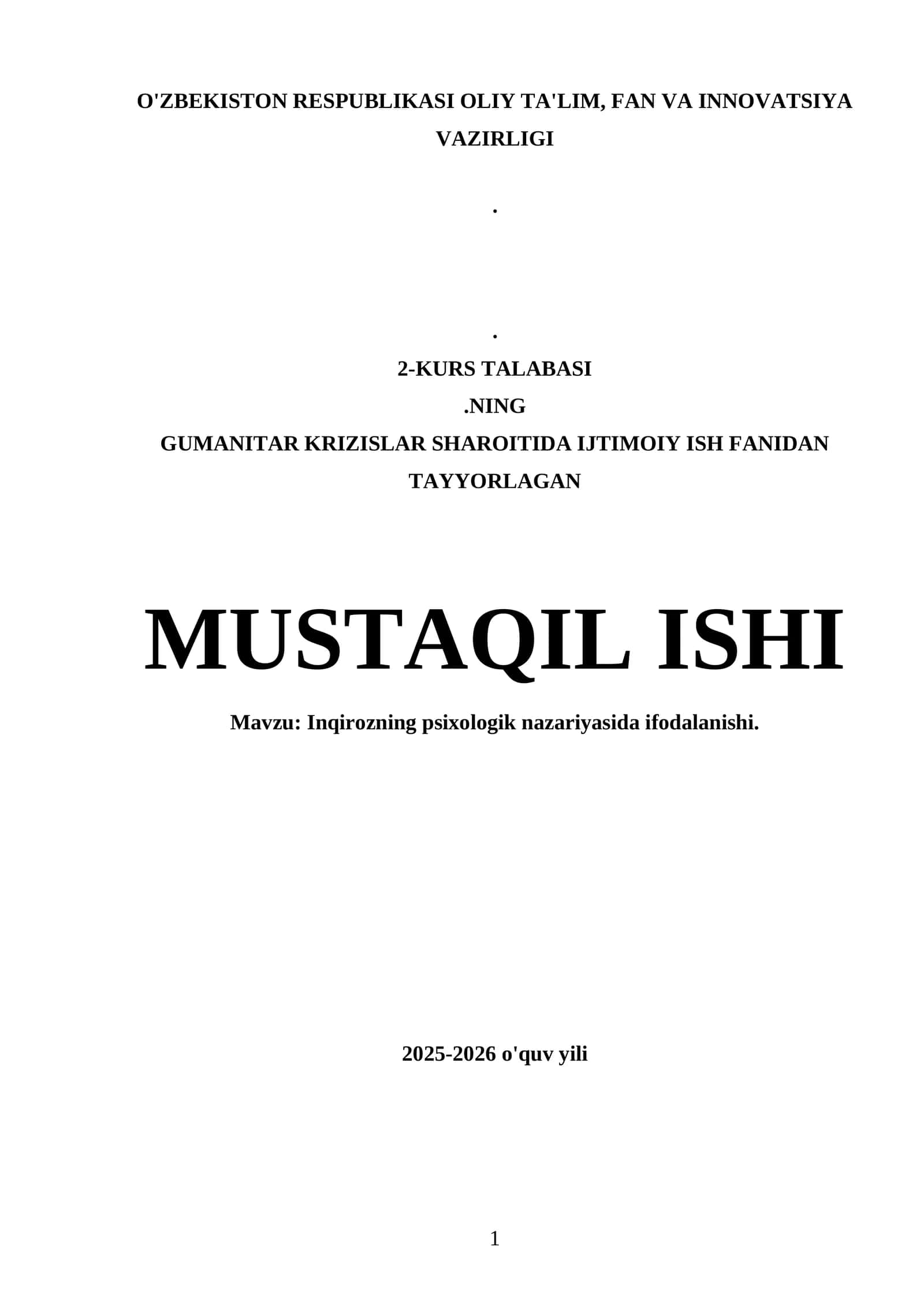 Inqirozning psixologik nazariyasida ifodalanishi 1