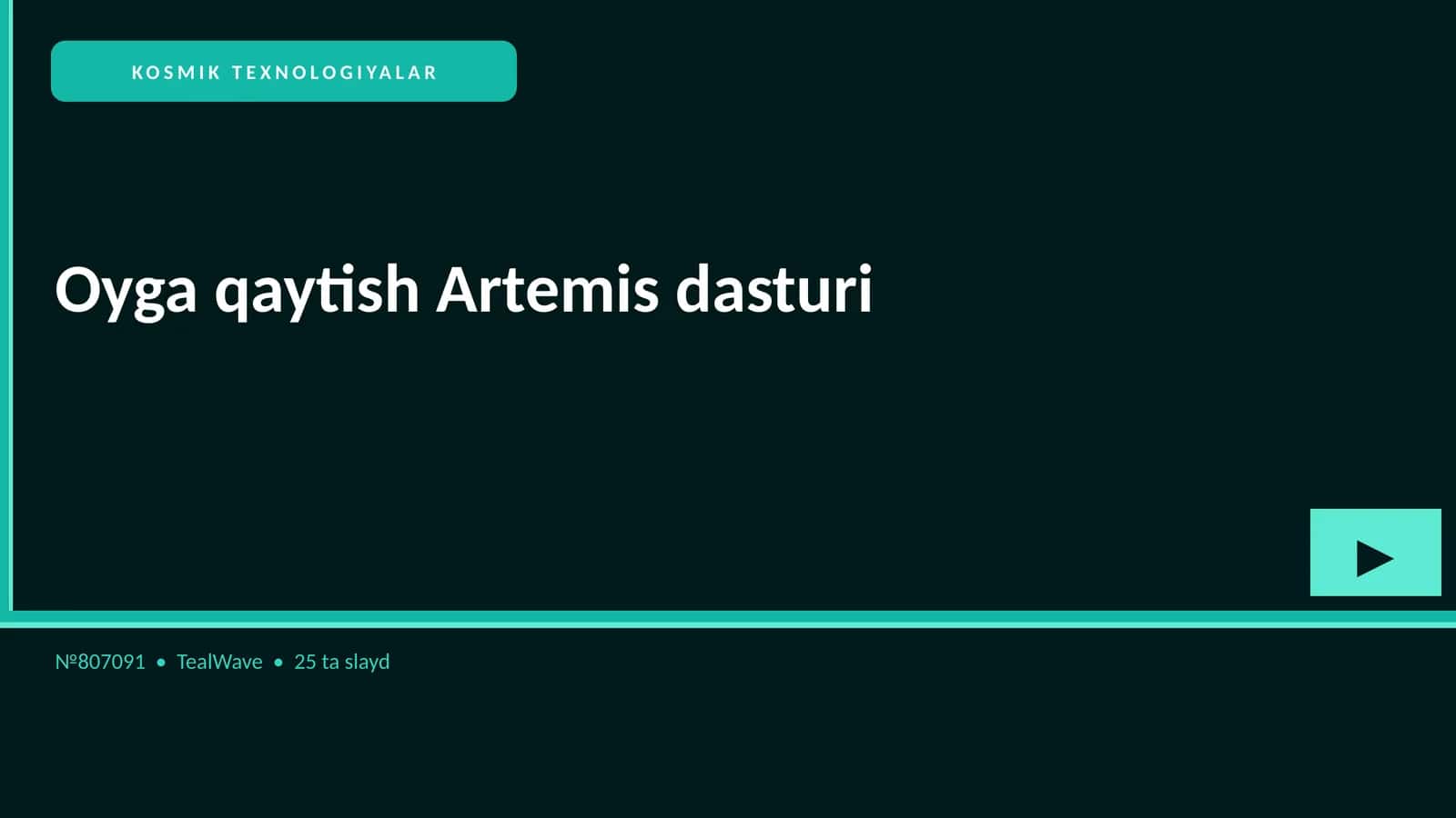 Oyga qaytish Artemis dasturi 1