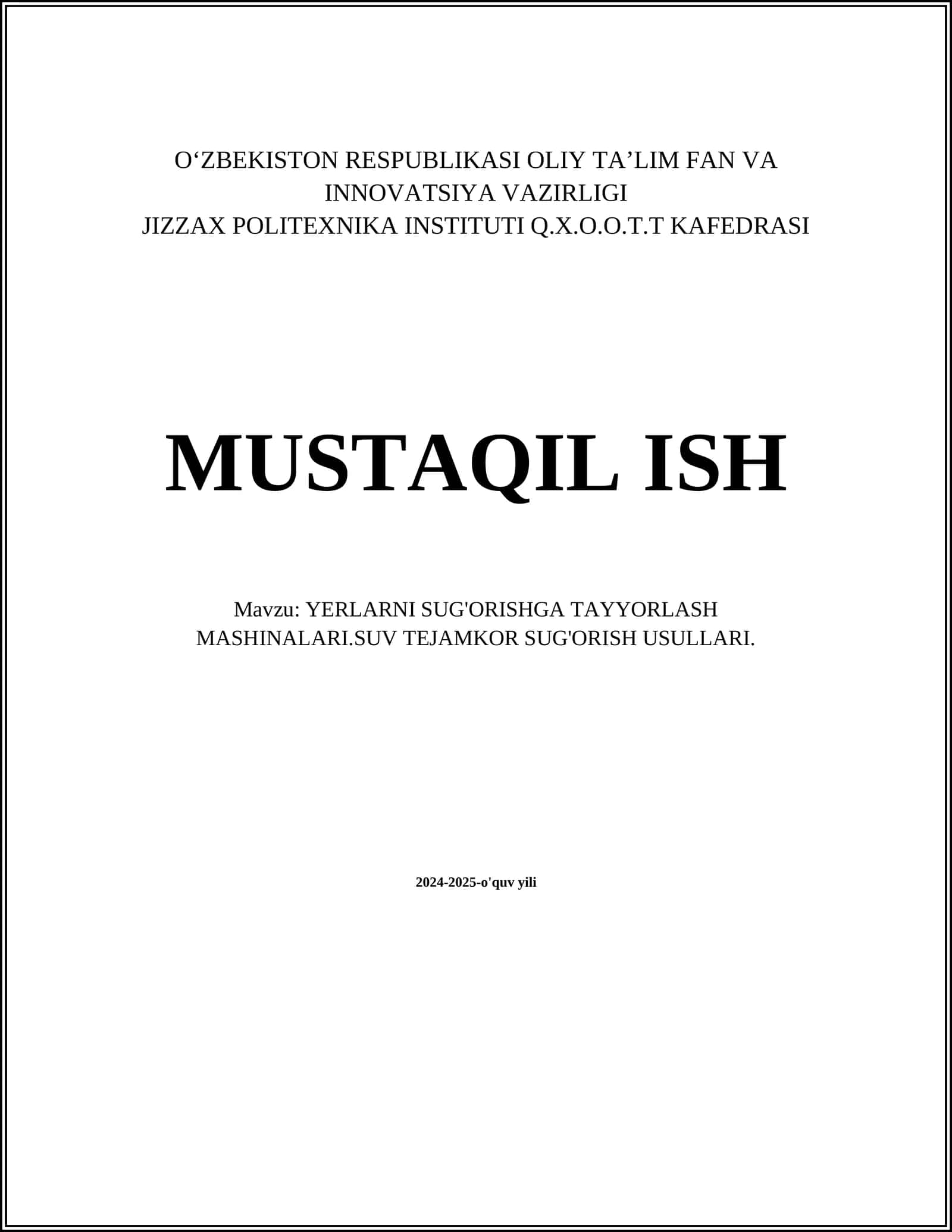 YERLARNI SUG'ORISHGA TAYYORLASH MASHINALARI.SUV TEJAMKOR SUG'ORISH USULLARI 1