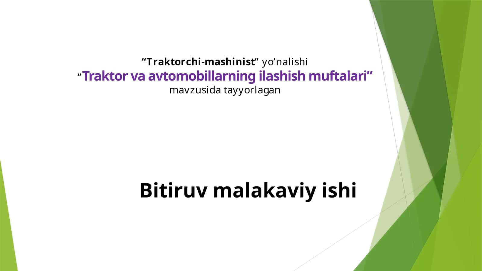 “Traktor va avtomobillarning ilashish muftalari” Bitiruv malakaviy ishi 1