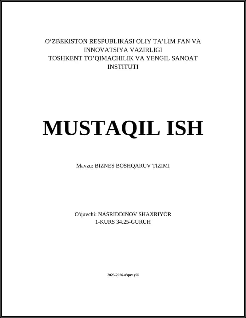 BIZNES BOSHQARUV TIZIMI 1