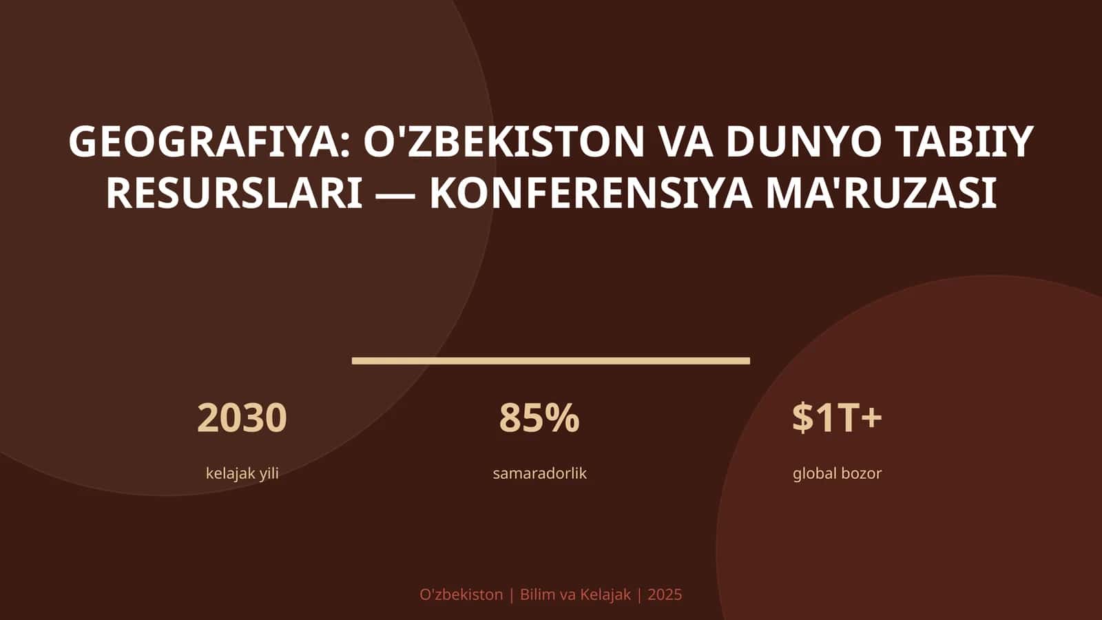 Geografiya: O'zbekiston va dunyo tabiiy resurslari — konferensiya ma'ruzasi 1