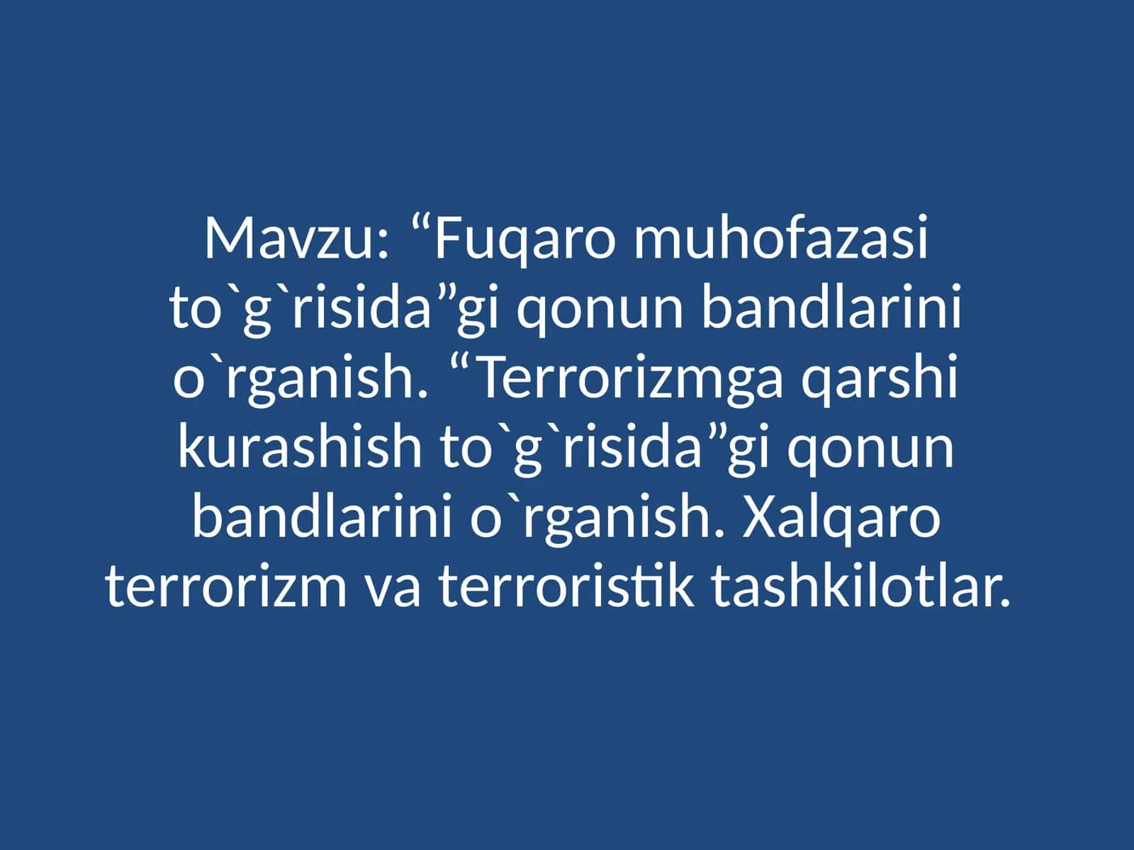 "Fuqaro Muhofazasi to`g`risida”gi qonun bandlarini o`rganish 1