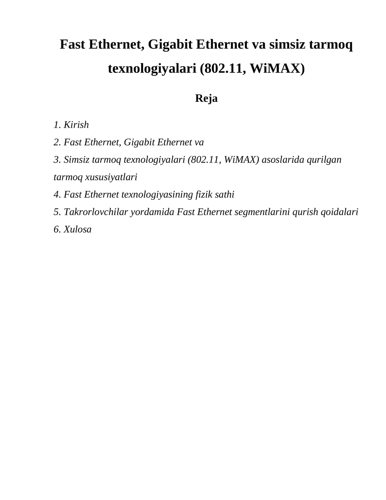 Fast Ethernet texnologiyasi 1