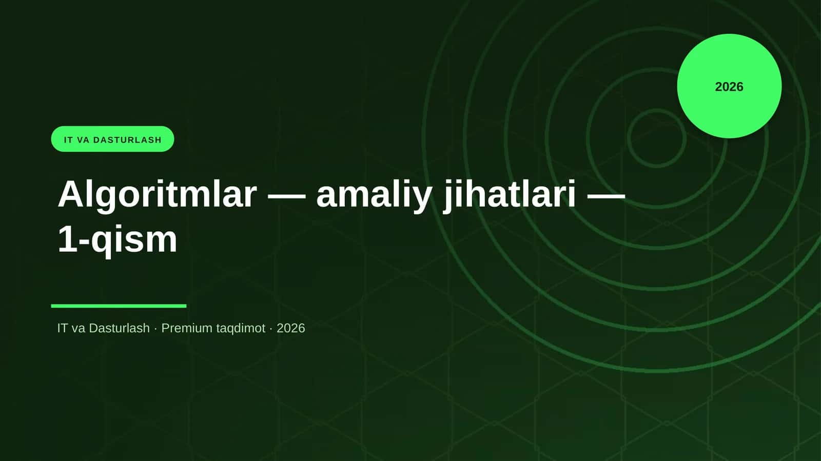 Algoritmlar — amaliy jihatlari — 1-qism 1