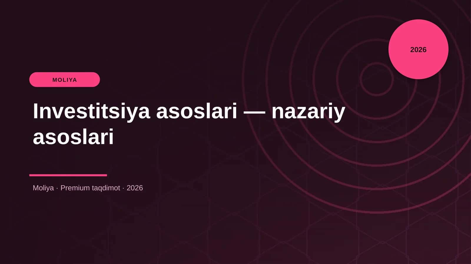 Investitsiya asoslari — nazariy asoslari 1