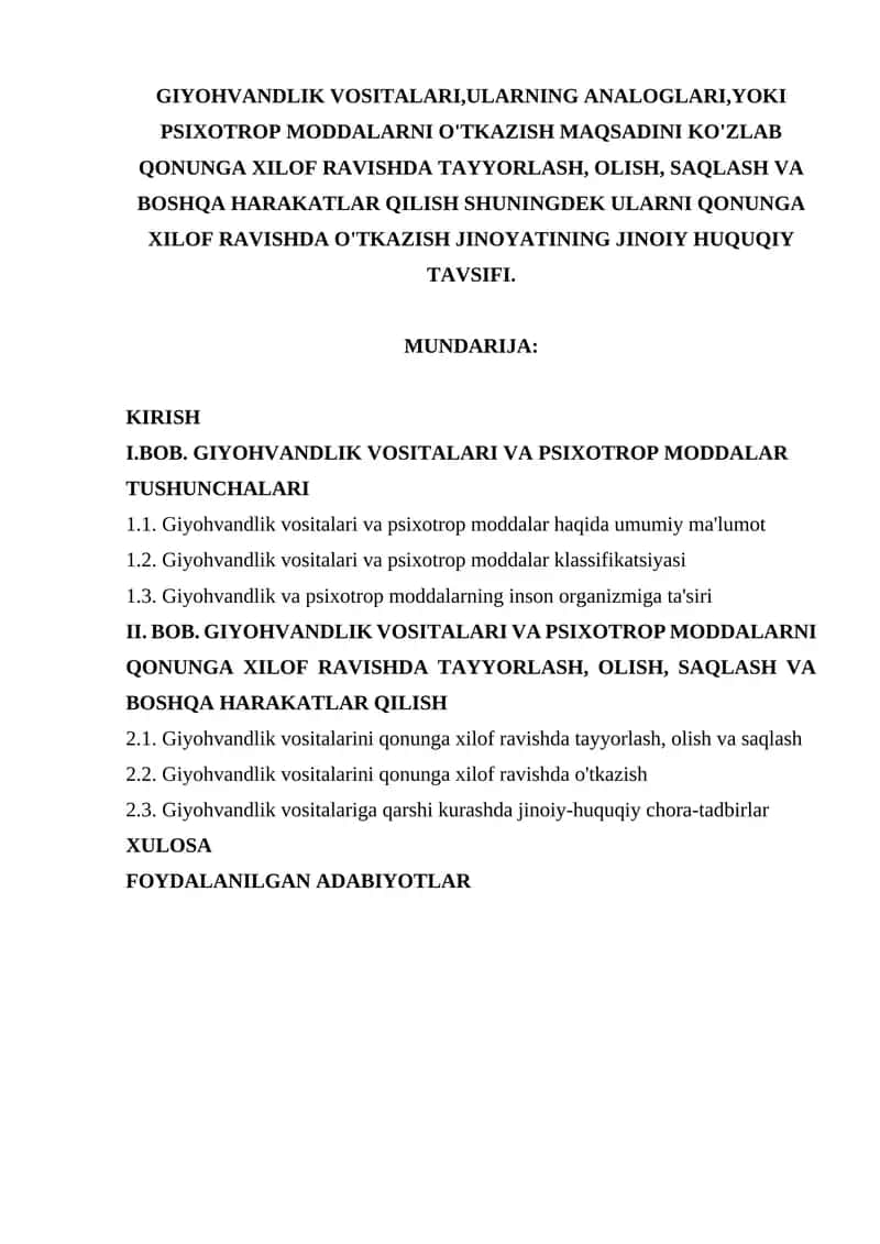 Giyohvandlik vositalari va psixotrop moddalar 1