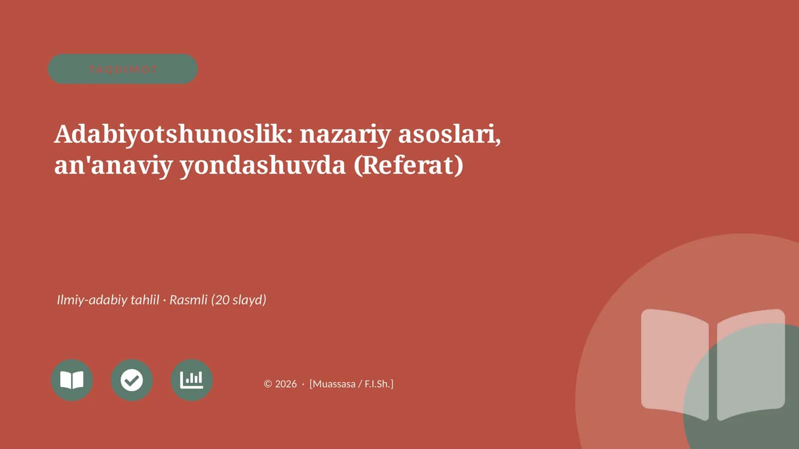 Adabiyotshunoslik: nazariy asoslari, an'anaviy yondashuvda (Referat) 1