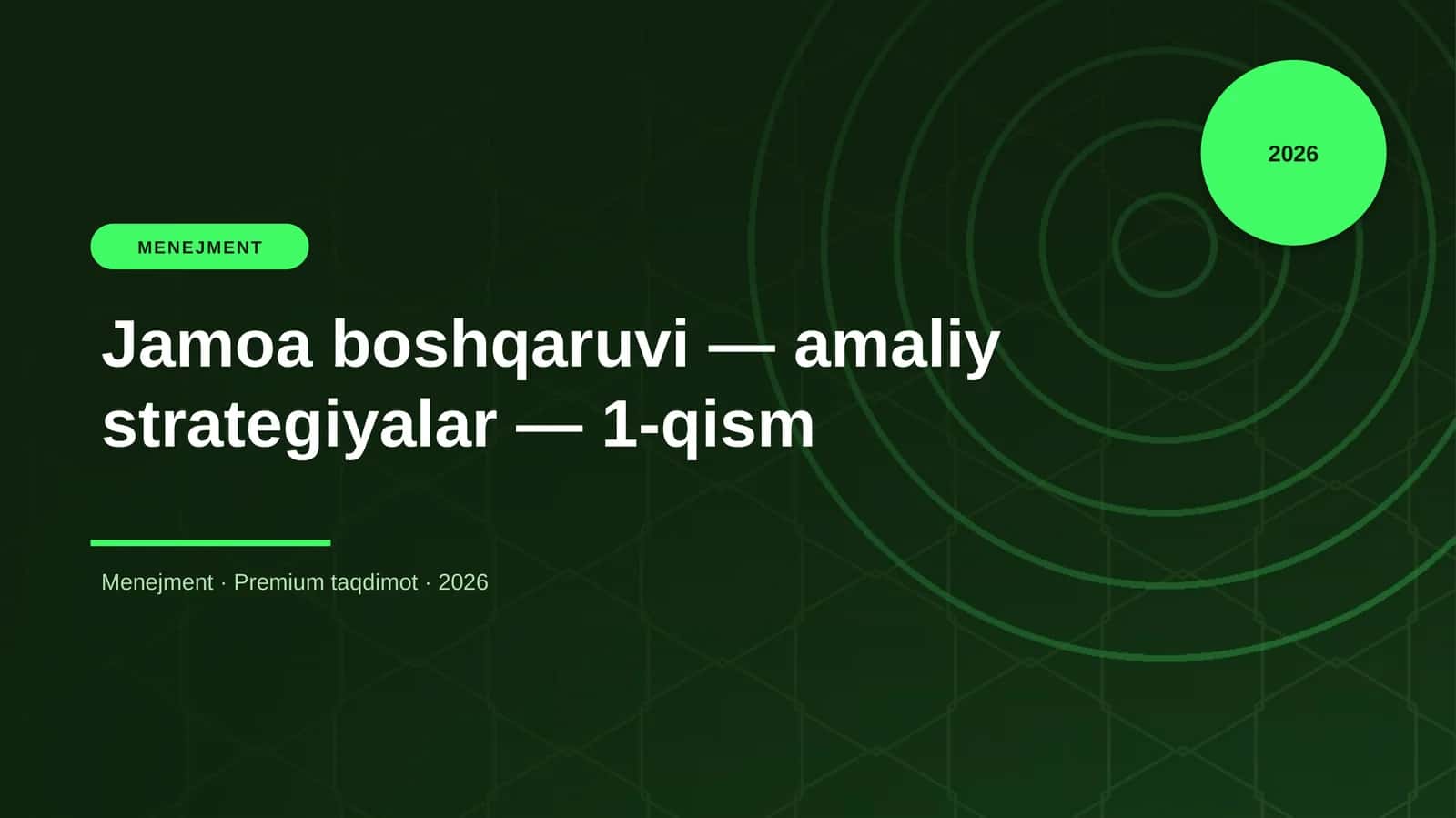 Jamoa boshqaruvi — amaliy strategiyalar — 1-qism 1