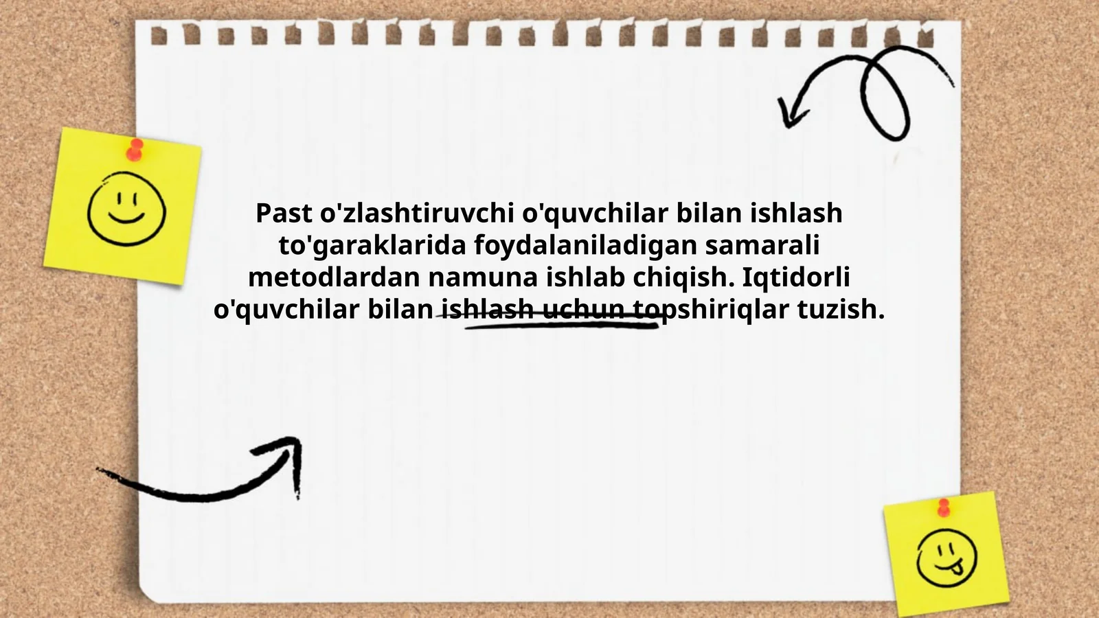 Past o'zlashtiruvchi o'quvchilar bilan ishlash to'garaklarida foydalaniladigan samarali metodlardan namuna ishlab chiqish. Iqtidorli o'quvchilar bilan ishlash uchun topshiriqlar tuzish 1